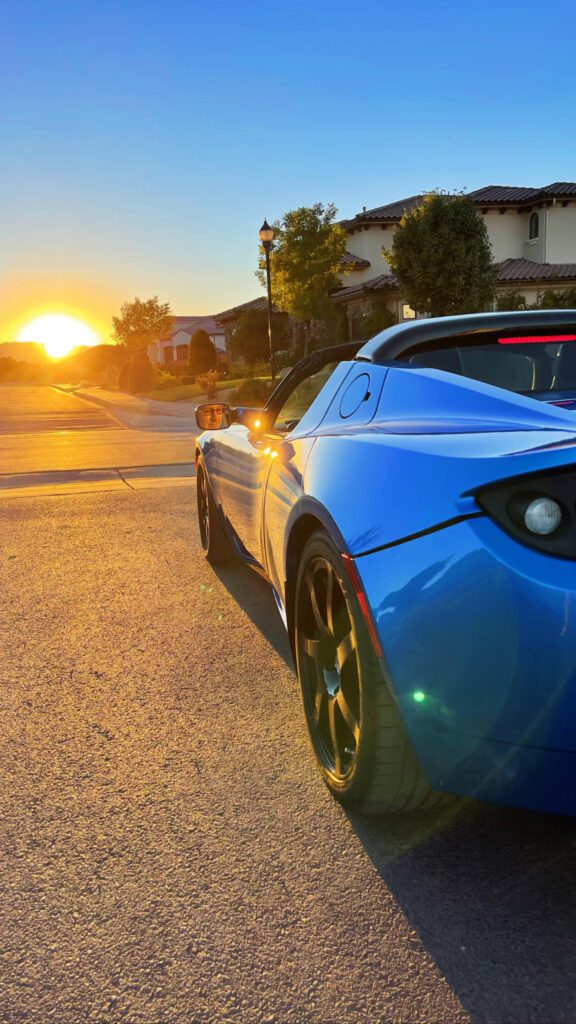 Roadster and sunset